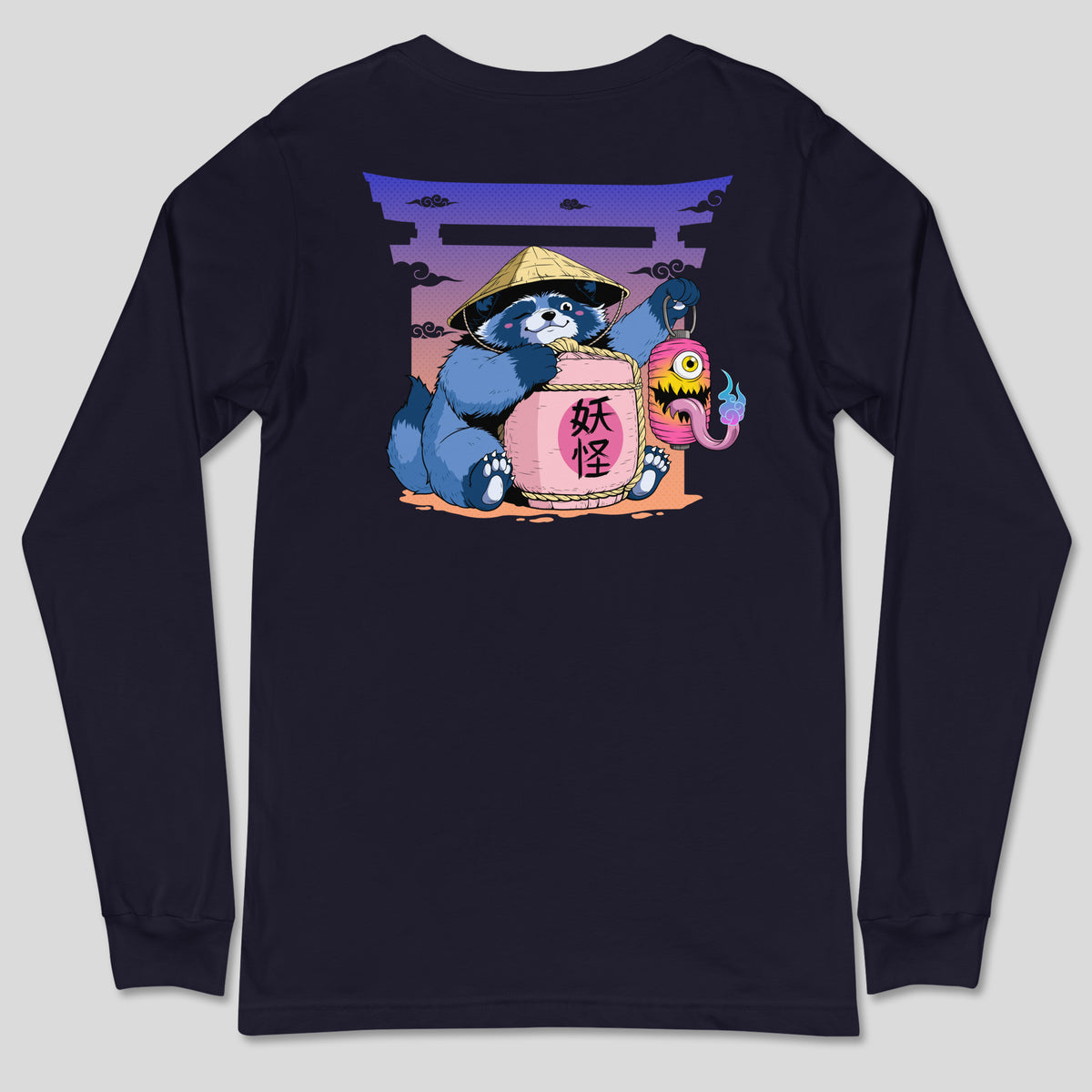 Tanuki & Chochin Obake - Unisex Long Sleeve Tee